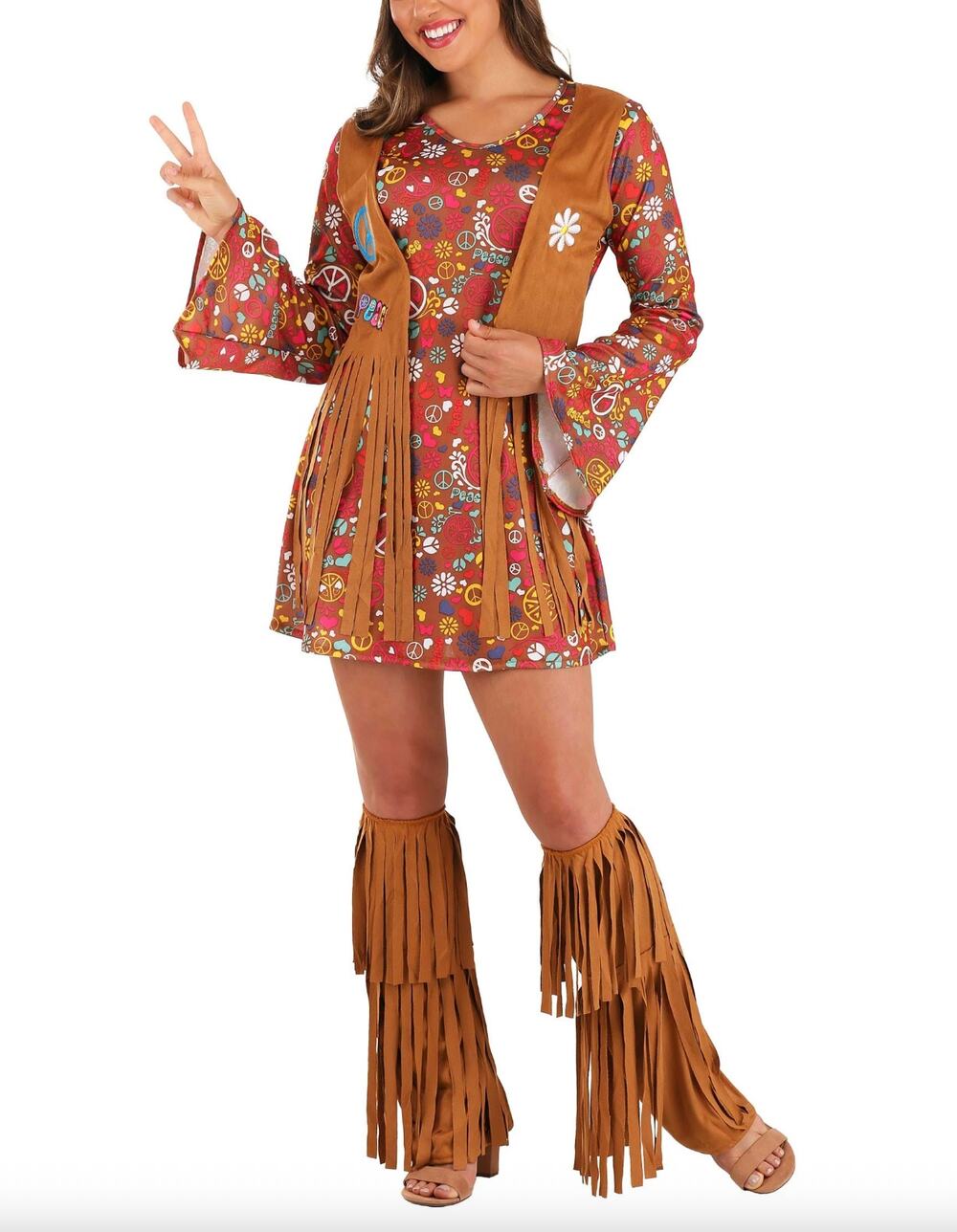 Spirit Halloween Hippie Costume Dress Adult Women’s Size M/L Groovy 70s Retro